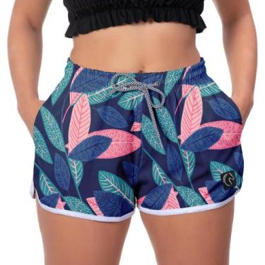 Imagem de Short Feminino Tactel Praia Com Elastico Ajustável e Bolsos Moda Casua