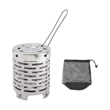 Imagem de predolo Camping Mini Aquecedor Aquecedor Escudo Fogão de aço Inoxidável Aquecedor Capa de Fogão Tenda Capa de Aquecimento para Churrasco, Mochila, Quintal, argente