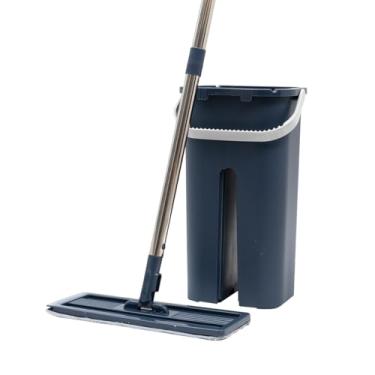Imagem de Mop flat com balde e esfregão de microfibra limpeza lava e seca - Tud