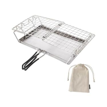 Imagem de Pegciuho Fogão de acampamento Torradeira Torradeira de pão Portátil Dobrável Camping Torradeira Firepit Grill Rack para Churrasco Camping Mochila Pesca