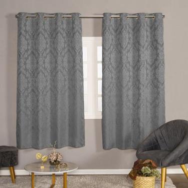 Imagem de Cortina 2,00x1,30 Jacquard Pequena Sala Quarto - Feffo Cortinas, Preto