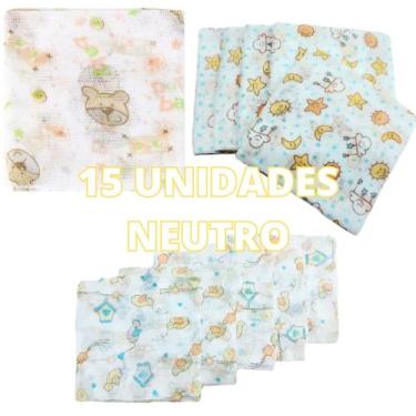 Imagem de Fralda de Pano para Bebe Kit com 15 Unidades 60x60cm 100% algodão Mina