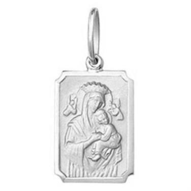 Imagem de Pingente Medio 1.6cm Modelo Retangular Santos Ouro Branco 18k ( 29 San