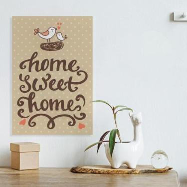 Imagem de Placa Decorativa Frase Home Sweet Home 30x40cm - Quartinhos