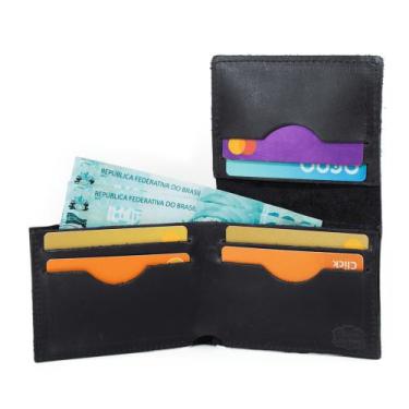 Imagem de Carteira Masculina Slim Pequena Couro Porta Cartão Cnh Notas - Pampas 