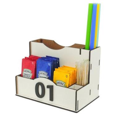 Imagem de 25 Porta Sachê Guardanapos Canudos Palitos Hamburgueria Mdf Branco - M