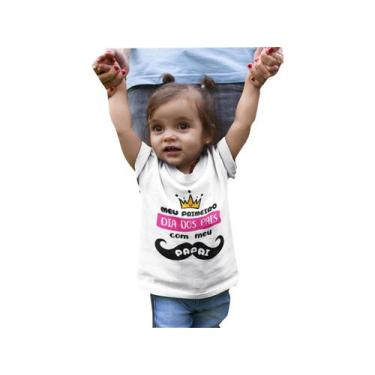 Imagem de Camiseta Bebê Frases Meu Primeiro Dia Dos Pais Com Meu Papai Branca - 