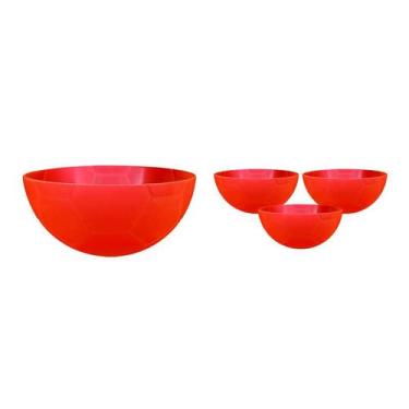 Imagem de Kit 4 Petisqueira Futebol Laranja Neon 240Ml Plástico - Bb Store