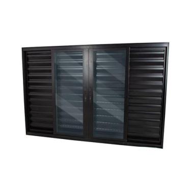 Imagem de Janela Veneziana em Alumínio Preto 100x120x10 cm 6 Folhas VL Nobre CRV