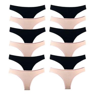 Imagem de Kit 12 Calcinhas Fio Dental Algodão Cotton Básica Lisa - Try Basics, P