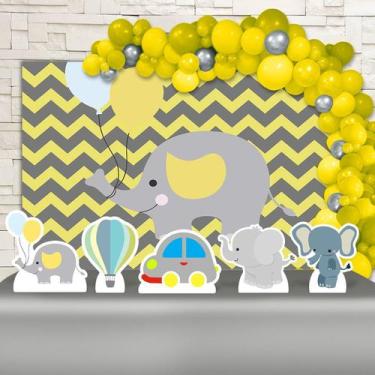 Imagem de Kit Festa Ouro Chá de Bebê Elefantinho - IMPAKTO VISUAL