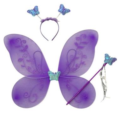Imagem de Kit  Borboleta Infantil  Asa + Tiara + Varinha - C.F.FANTASIAS, LILÁS