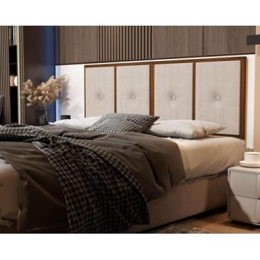 Imagem de Painel Cabeceira Box Casal 1,40 Madeira Suede Bege - Comprar Moveis em