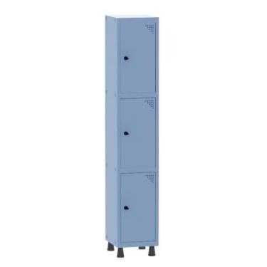 Imagem de Armário Guarda Volume Locker Roupeiro 1 Vão 3 Portas Aço GRP501/3 Azul