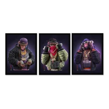 Imagem de QUADROS Decorativos 3 Un Grandes Macacos Milionários-D       - POP