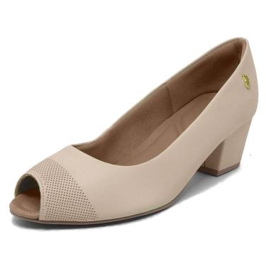 Imagem de Sapato Feminino Salto Conforto Couro PeepToe Usaflex Q6697