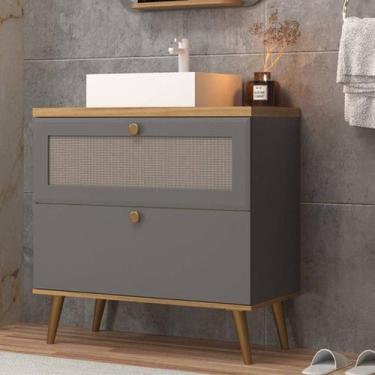 Imagem de Gabinete de Banheiro 80cm com Cuba Ref 800 Cewal - Cinza Sagrado/Itapu