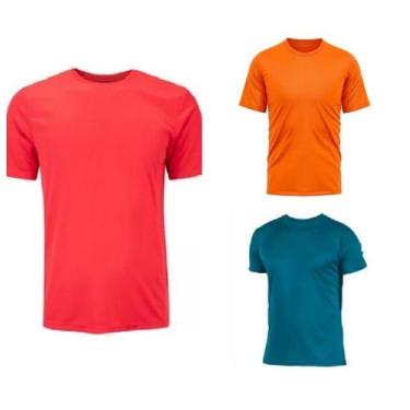 Imagem de Kit 3 Camisas Masculina Manga Curta Malha Fria - Genérico, G, Verm, La