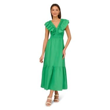 Imagem de Adrianna Papell Vestido longo feminino com babados na frente, Verde, 48