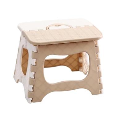 Imagem de Banqueta Dobrável Infantil Resistente Multiuso Banco De Plástico Retrátil Camping Praia Banquinho Acampamento Portátil (Bege)