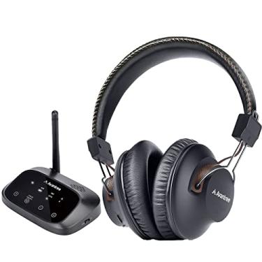 Imagem de Avantree Fones de ouvido HT5009 40Hrs sem fio Bluetooth para assistir TV com transmissor (digital óptico RCA AUX), suporte de passagem, 50 m de longo alcance, volume aprimorado para