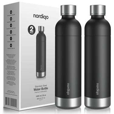 Imagem de Nordiqo Garrafa de carbonatação de aço inoxidável de 945 ml | Compatível com Aarke Carbonator 3, Sodastream (exceto modelo Aqua Fizz + Jet) e muitos outros | Pode ser lavado na lava-louças, sem data