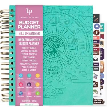 Imagem de Legend Budget Planner & Organizador de notas com bolsos – Livro de Finanças para Casa com Monitores de Pagamento de Conta e Custos – Caderno Financeiro para Orçamento Doméstico e Gestão de Dinheiro – Grande, 20 x 24 cm, Verde Menta