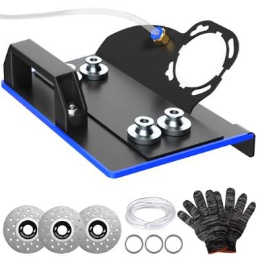 Imagem de Suporte de esmerilhadeira angular para azulejo de corte de chanfro de 45°, ferramenta de chanfradura com 3 lâminas de serra, mangueira de 2 metros de comprimento e luvas, suporte de moedor de ângulo