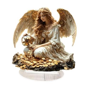 Imagem de Fancyes Acrílico anjo decoração festa diy com base para lareira canto prateleira de exibição casa