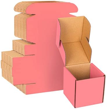 Imagem de werfami Caixas de Papelão Ondulado Rosa 4X4X4, Pacote com 30 Unidades, Pequenas Caixas de Remessa para Pequenas Empresas, Caixas de Correspondência, Caixas de Embalagem para Correspondência