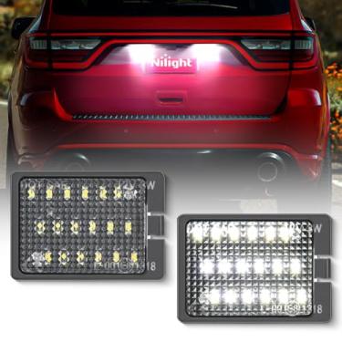 Imagem de Nilight Luzes de placa de licença compatíveis com Dodge Durango 2014 2015 2016 2017 2018 2019 2020 2021 2022 2023 Lâmpada de placa de licença traseira 6000K lente transparente branca pacote com 2