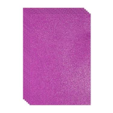 Imagem de PATIKIL Folha de espuma com glitter EVA roxo brilhante 11,8 x 7,9 polegadas 2 mm de espessura com adesivo traseiro brilhante EVA Glitter feltro para projetos de artesanato DIY, 5 peças