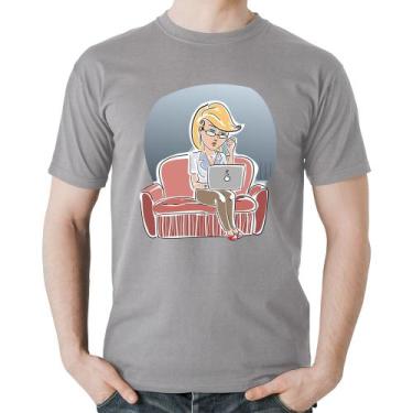 Imagem de Camiseta Algodão Home Office - Foca na Moda, Cinza, M