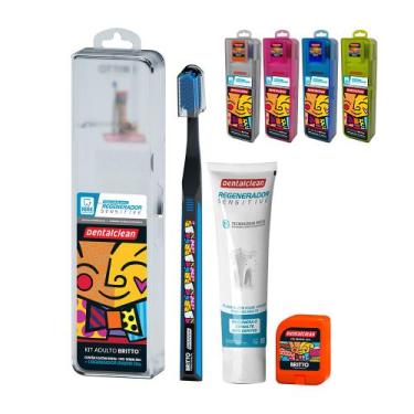 Imagem de Kit de Viagem Romero Britto Case Escova de Dentes Fio Dental Gel Sensi