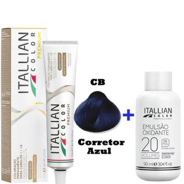 Imagem de Kit Coloração Itallian Corretor Azul CB + Emulsão Oxi 20vol.x 90ml. - 