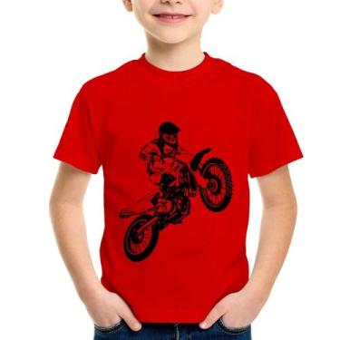 Imagem de Camiseta Infantil Motocross Jump Vermelha - Foca na Moda, Vermelho, 4