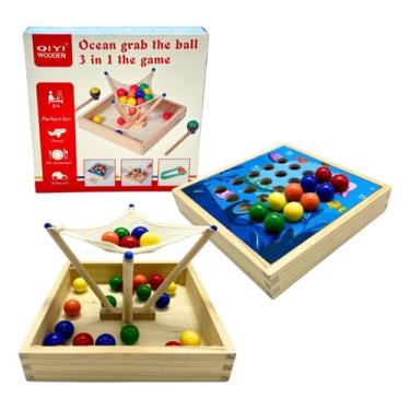 Imagem de Jogo Infantil Educativo Pesca 3 Em 1 Coordenação Madeira - Spider