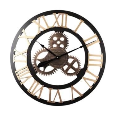 Imagem de Fenteer Relógio de parede redondo com algarismos romanos, fácil, presentes sem -taque, relógio pendurado, decoração de parede para escola, sala de, Diâmetro 30 Cm