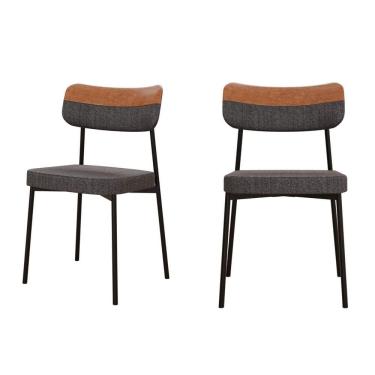 Imagem de Kit com 2 Cadeiras para Sala de Jantar Mona Yescasa Grafite Corriente/Caramelo