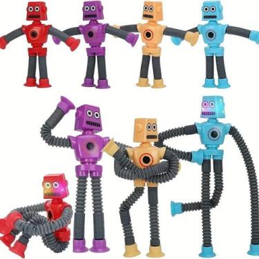 Imagem de Robô Cartoon Pop Tube com Ventosa - Gruda gruda - 52TOYS, 4 unidades