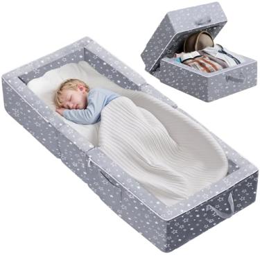 Imagem de REAWUL Cama De Viagem Dobrável Portátil Para Crianças Pequenas, Cama De Chão Para Crianças, Capa Lavável Para Crianças Pequenas E Crianças, Cinza