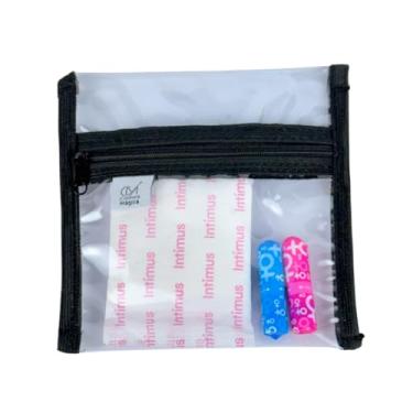 Imagem de 3 Saquinhos Necessaire Multiuso Transparente Para Bolsa Com Zíper - Acabamento Reforçado em Tecido Poliéster Preto - Mais Grosso e Resistente - Organizador de Bolsa