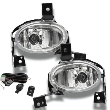 Imagem de 2 peças de montagem de faróis de neblina compatíveis com Honda CRV 2010 2011 2011 luzes de para-choque dianteiras com interruptor e fiação H11 12V 55W lâmpada de halogêneo lente transparente 1 par de