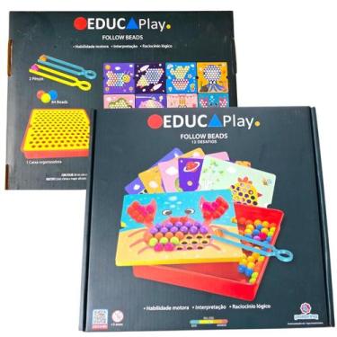 Imagem de Tabuleiro desenho beads educativo montar desmontar raciocínio lógico -