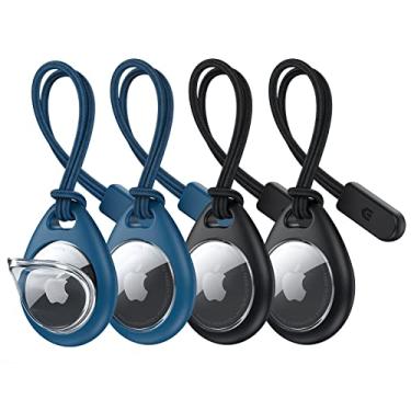Imagem de UNBREAKcable Suporte para Apple AirTag com alça - pacote com 4 [ajuste firmemente] [fácil de instalar] [segura a etiqueta de ar com segurança] capa protetora de TPU à prova d'água com alça de chaveiro
