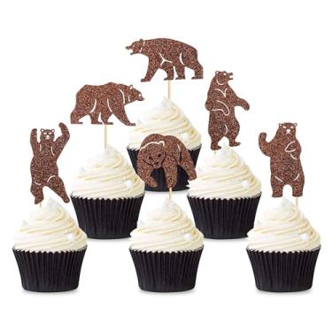 Imagem de Cyodoos 24 peças de enfeite de cupcake de urso polar para festa de casamento de aniversário, chá de bebê, urso do mar, palhetas de cupcake para festa de inverno, suprimentos de decoração de festa
