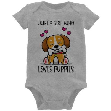 Imagem de Body Bebê Just A Girl Who Loves Puppies - Foca na Moda, Cinza, M