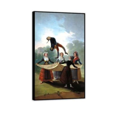 Imagem de Arte de parede Francisco Goya, o manequim de palha, impressão em tela famosa reprodução de pinturas a óleo abstratas imagem emoldurada para decoração de casa 120 x 70 cm (47 x 28 polegadas) moldura