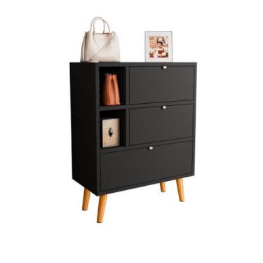 Imagem de Armário Preto Gabinete Multiuso Sapateira Para Quarto Cozinha - JM3