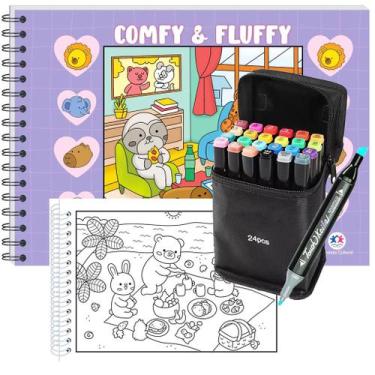 Imagem de Kit Livro De Colorir TikToker Comfy and Fluffy Purple 48 Desenhos + 24